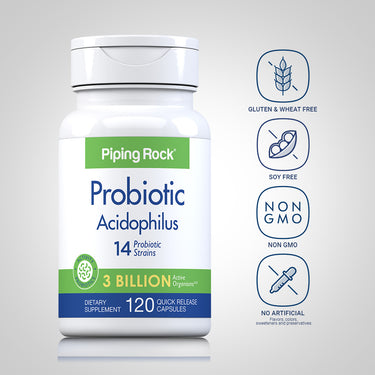 Probiotic Acidophilus 14 Strains 3 Billion Organisms, 120 Quick Release Capsules