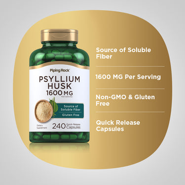 Psyllium Husks, 1600 mg (per serving), 240 Quick Release Capsules