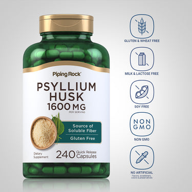 Psyllium Husks, 1600 mg (per serving), 240 Quick Release Capsules