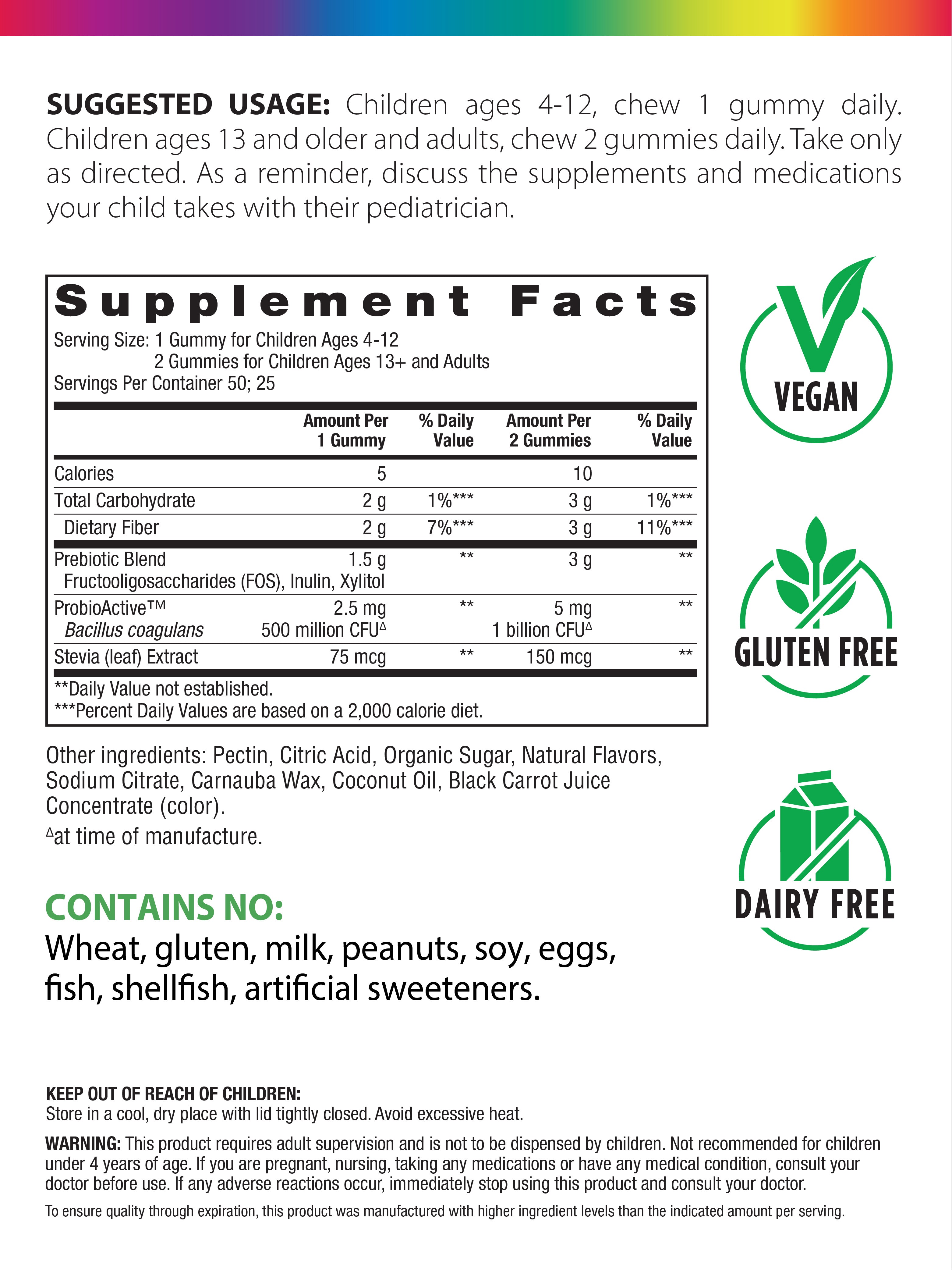 Probiolicious Probiotic Gummies, 50 Vegan Gummies