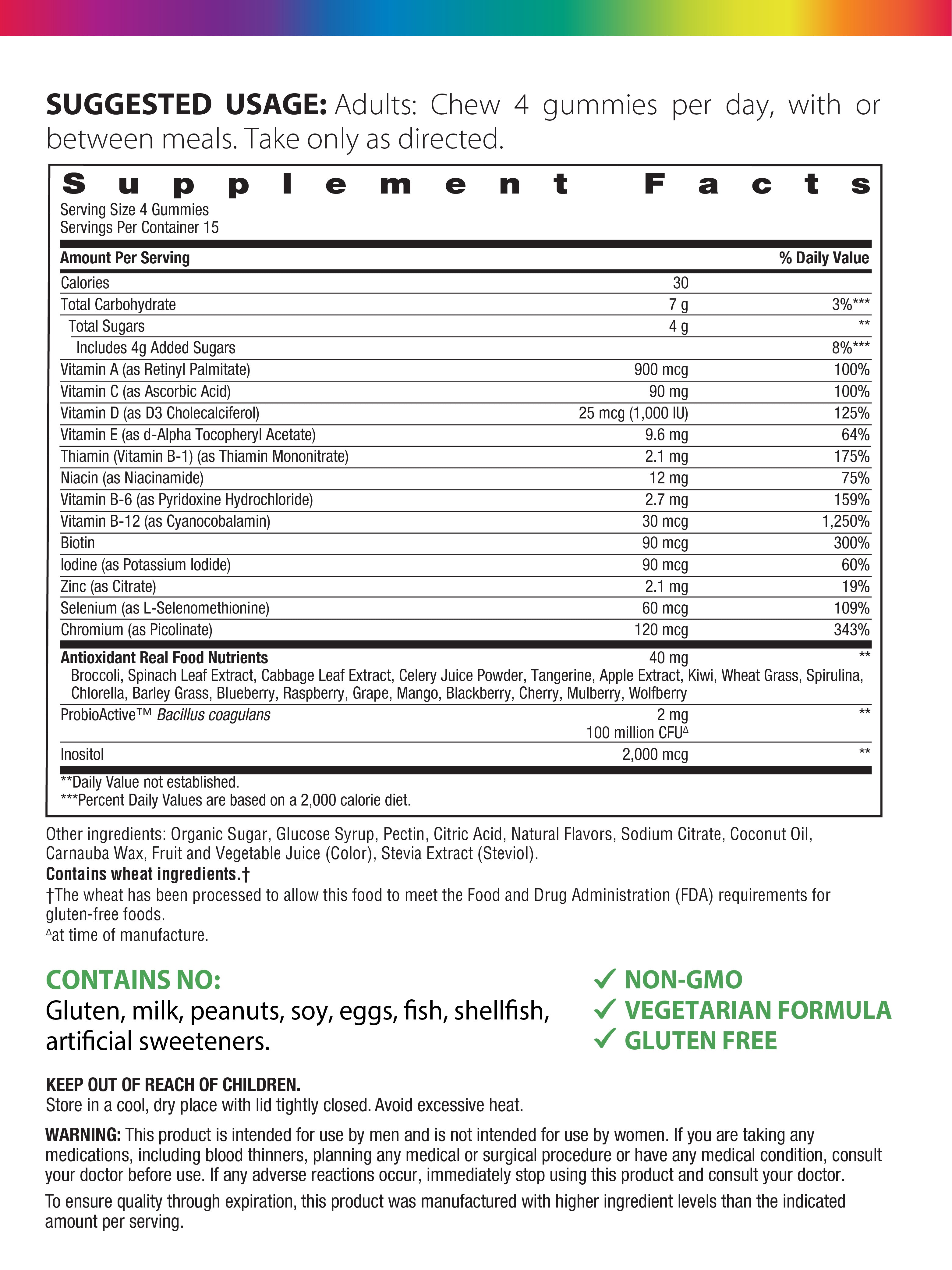 Men's Energy Multivitamin + Real Food Nutrients, 60 Vegetarian Gummies