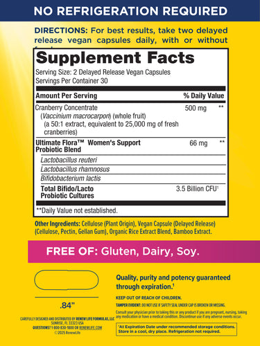 Ultimate Flora Vaginal & Urinary Complete + Probiotic & Cranberry, 60 Delayed Release Vegan Caps