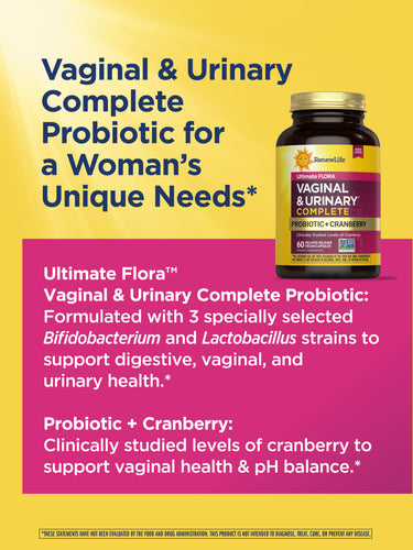 Ultimate Flora Vaginal & Urinary Complete + Probiotic & Cranberry, 60 Delayed Release Vegan Caps