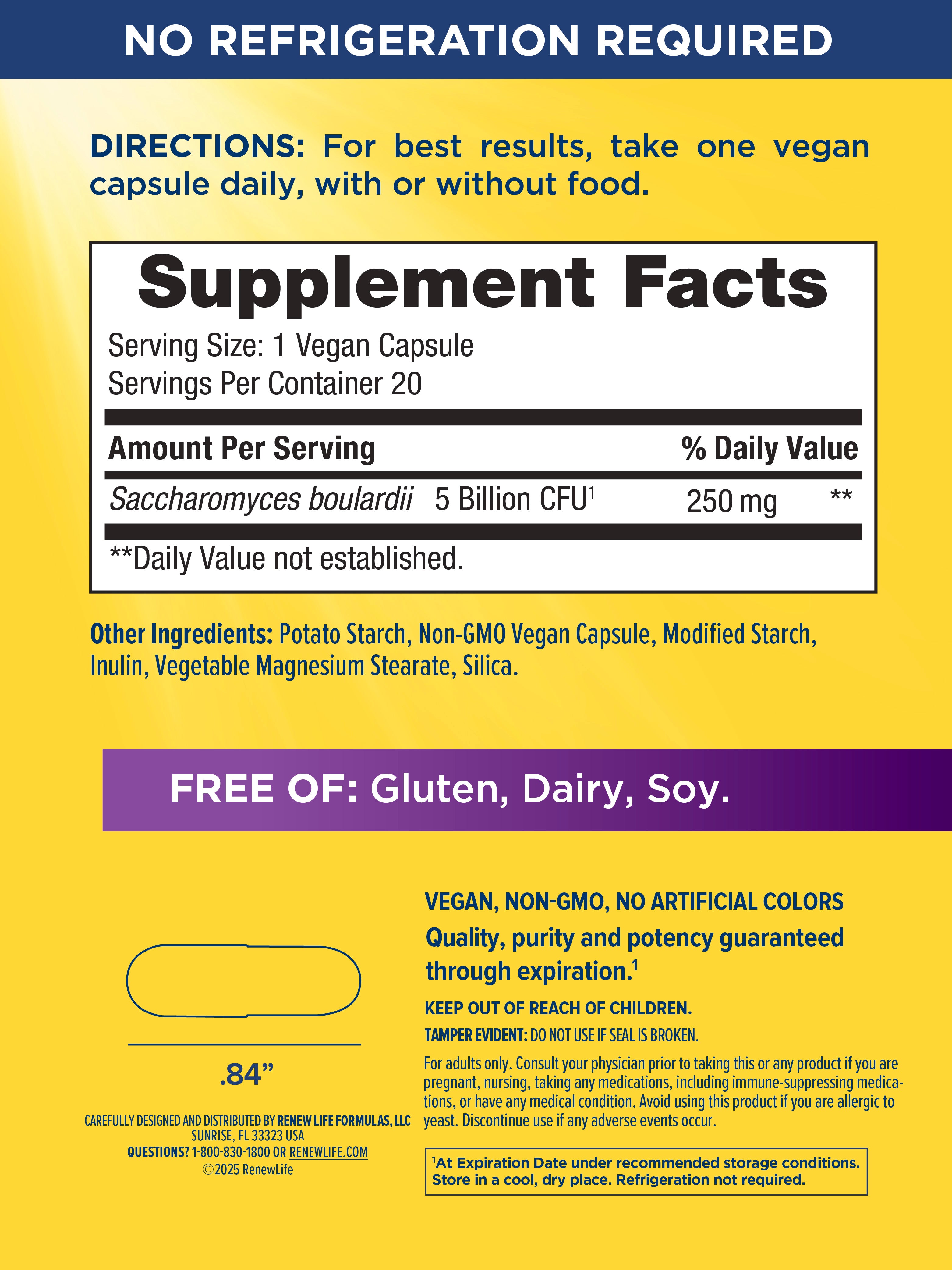 Ultimate Flora Saccaromyces Boulardii GO PACK, 20 Vegan Capsules