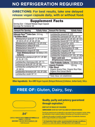 Ultimate Flora Extra Care Probiotic 150 Billion, 30 Delayed Release Vegan Caps