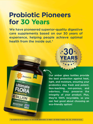 Ultimate Flora 50+ Probiotic 30 Billion, 30 Delayed Release Vegan Caps