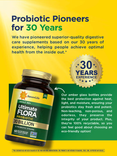 Ultimate Flora 50+ Probiotic 30 Billion, 60 Delayed Release Vegan Caps