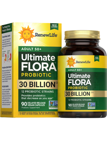 Ultimate Flora 50+ Probiotic 30 Billion, 90 Delayed Release Vegan Caps