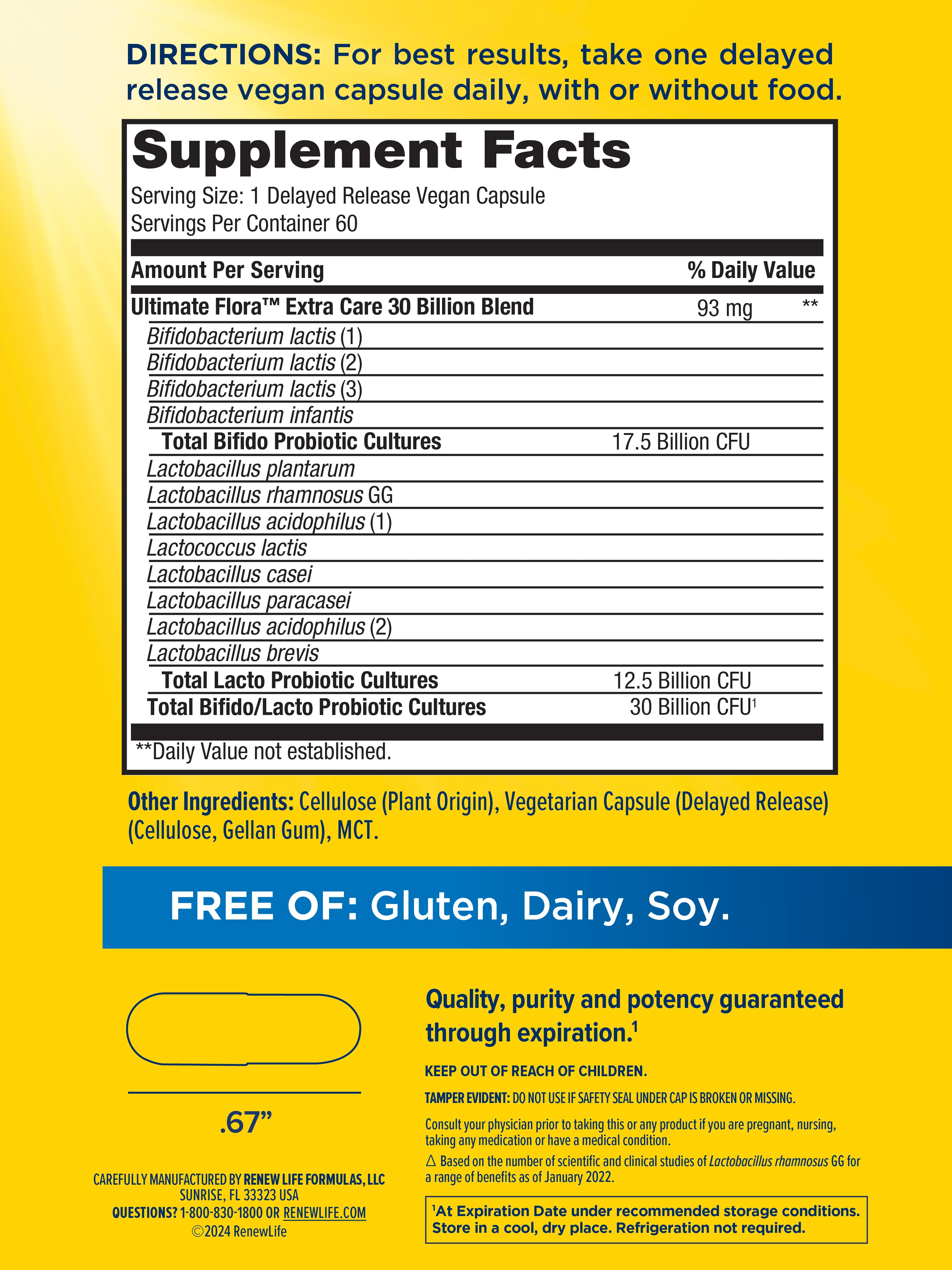 Ultimate Flora Extra Care Probiotic 30 Billion, 60 Delayed Release Vegan Caps