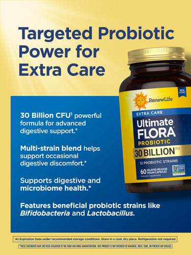 Ultimate Flora Extra Care Probiotic 30 Billion, 60 Delayed Release Vegan Caps