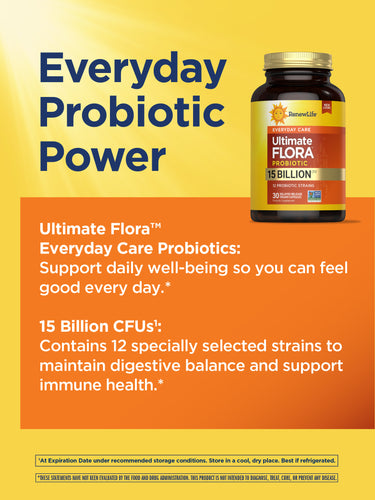 Ultimate Flora Everyday Care Probiotic 15 Billion, 30 Delayed Release Vegan Caps
