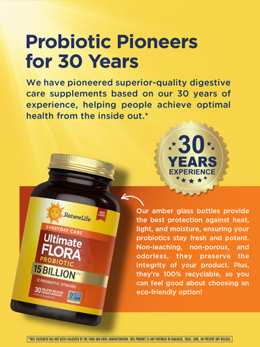 Ultimate Flora Everyday Care Probiotic 15 Billion, 30 Delayed Release Vegan Caps