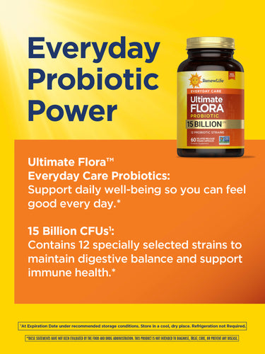 Ultimate Flora Everyday Care Probiotic 15 Billion, 60 Delayed Release Vegan Caps