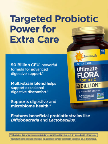Ultimate Flora Extra Care Probiotic 50 Billion, 90 Delayed Release Vegan Caps