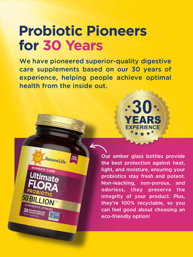 Ultimate Flora Women's Vaginal Care Probiotic 50 Billion, 30 Delayed Release Vegan Caps