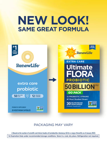 Ultimate Flora Extra Care Probiotic 50 Billion GO PACK, 30 Delayed Release Vegan Caps