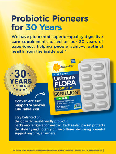 Ultimate Flora Extra Care Probiotic 50 Billion GO PACK, 30 Delayed Release Vegan Caps
