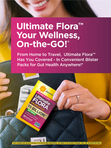 Ultimate Flora Women's Care Probiotic 15 Billion GO PACK, 30 Delayed Release Vegan Caps
