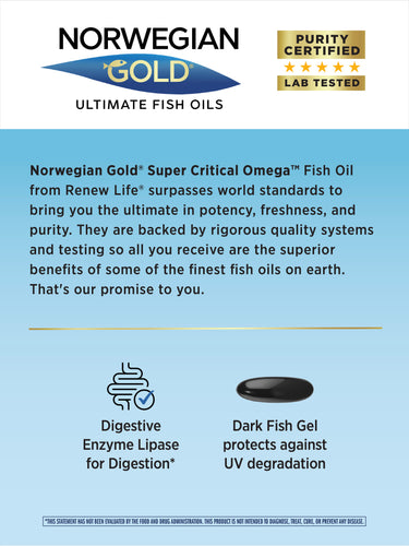 Norwegian Gold Critical Omega, 60 Fish Gelatin Softgels