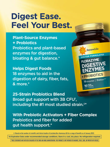 FloraZyme Digestive Enzymes Dr. Formulated, 90 Vegan Capsules