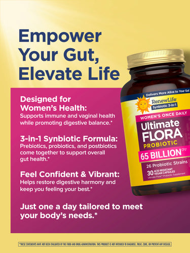 Ultimate Flora Women's Once Daily Probiotic 65 Billion, 30 Delayed Release Vegan Caps