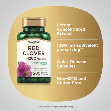 Red Clover, 1200 mg (per serving), 200 Quick Release Capsules