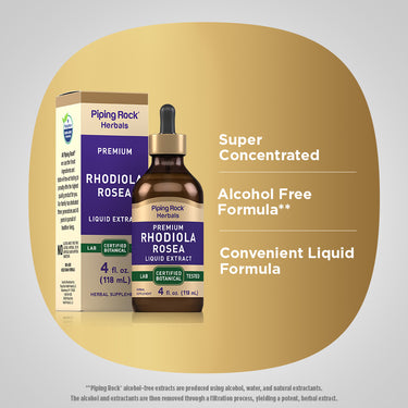 Rhodiola Liquid Extract Alcohol Free, 4 fl oz (118 mL) Dropper Bottle