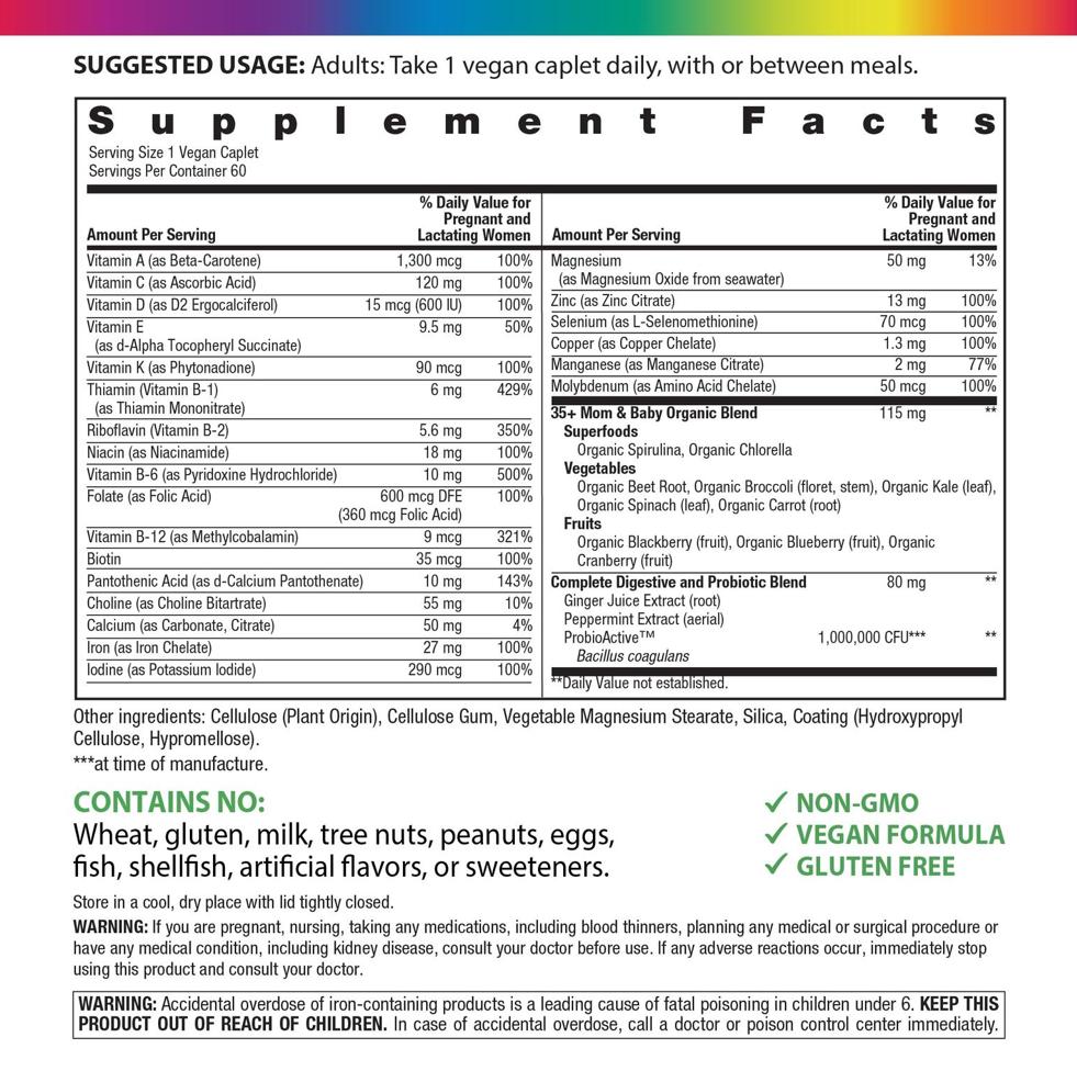 35+ Mom & Baby + Real Food Nutrients, 60 Caplets