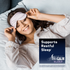 Young woman smiling in bed, adjusting a sleep mask, with MaxCalm Sleep graphic: 'Supports Restful Sleep*'.