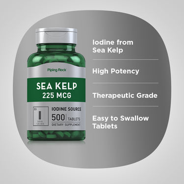 Sea Kelp (Iodine Source), 225 mcg, 500 Tablets