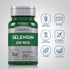Selenium bottle with icons indicating Gluten & Wheat Free, Non GMO, Milk & Lactose Free, No Artificial Flavors, Soy Free, Vegetarian.
