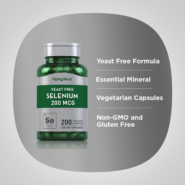 Selenium (Yeast Free), 200 mcg, 200 Vegetarian Capsules