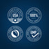 Infographic of highest quality, ethically sourced USA ingredients, packaged and lab tested as a GMP quality product.
