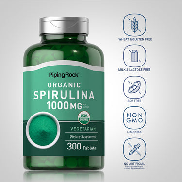 Spirulina (Organic), 1000 mg (per serving), 300 Vegetarian Tablets