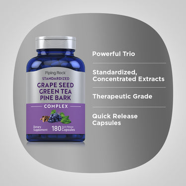 Standardized Grape seed, Green Tea & Pine Bark Complex, 180 Quick Release Capsules