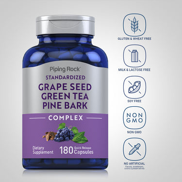 Standardized Grape seed, Green Tea & Pine Bark Complex, 180 Quick Release Capsules