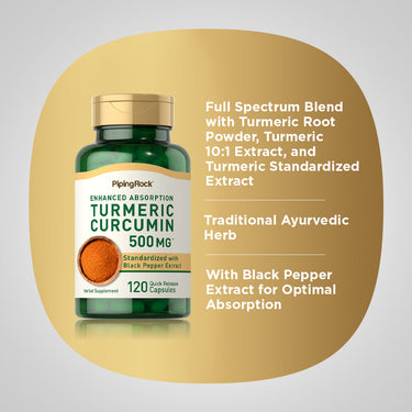 Standardized Turmeric Curcumin Complex, 500 mg, 120 Quick Release Capsules