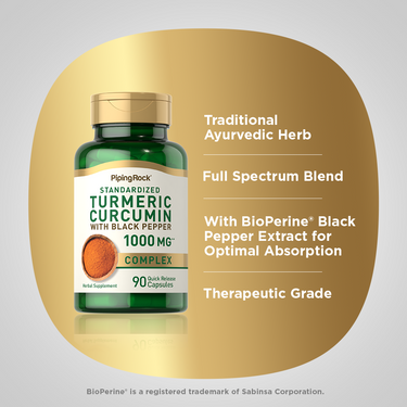 Standardized Turmeric Curcumin Complex w/ Black Pepper, 1000 mg, 90 Quick Release Capsules