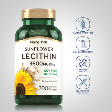 Sunflower Lecithin, 3600 mg (per serving), 200 Quick Release Softgels