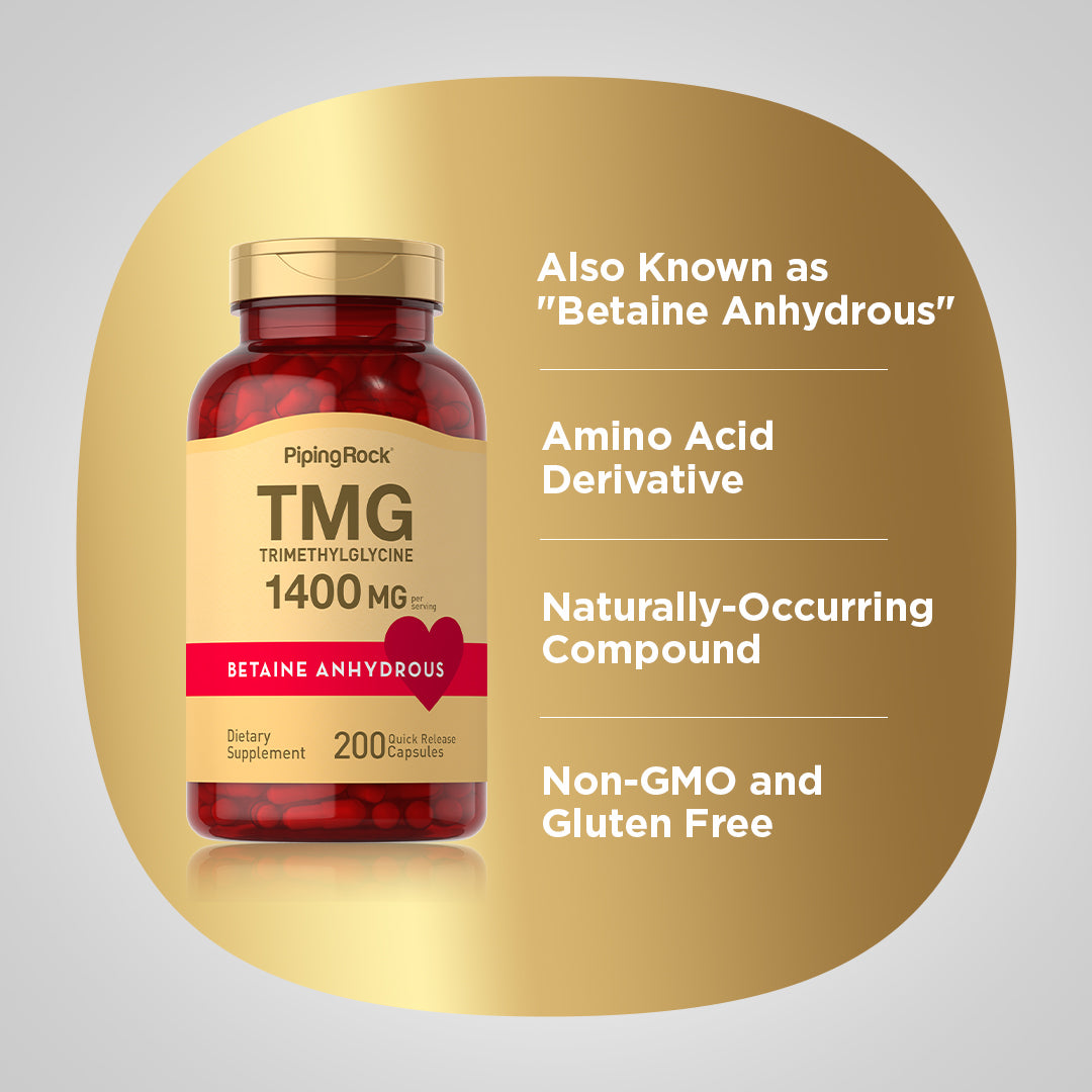 TMG (Trimethylglycine), 1400 mg (per serving), 200 Quick Release Capsules