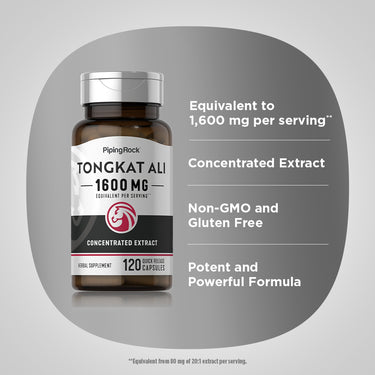 Tongkat Ali Long Jack, 1600 mg (per serving), 120 Quick Release Capsules