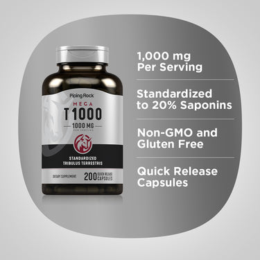 Tribulus Mega, 1000 mg (per serving), 200 Quick Release Capsules