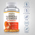 Turmeric & Ginger gummies bottle with icons indicating gluten, wheat, milk, lactose, soy free, non GMO, no artificial flavors/colors.