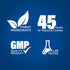 Infographic highlighting finest ingredients, 45 years of manufacturing, GMP quality product, and lab tested assurance.
