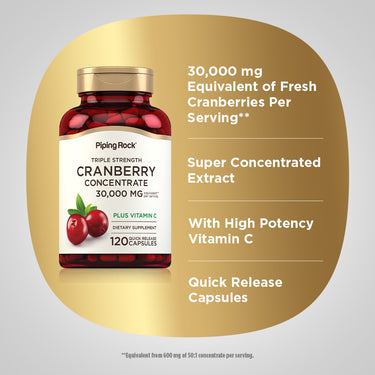 Ultra Triple Strength Cranberry Plus C, 30,000 mg (per serving), 120 Quick Release Capsules