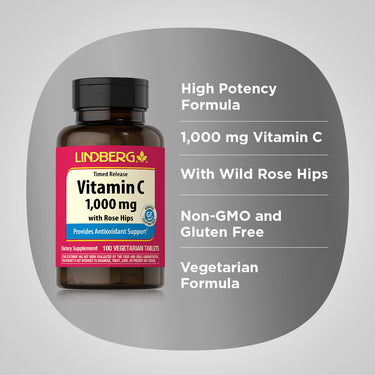 Vitamin C 1000 mg with Rose Hips (Timed Release), 100 Vegetarian Tablets