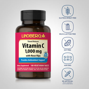 Vitamin C 1000 mg with Rose Hips (Timed Release), 100 Vegetarian Tablets