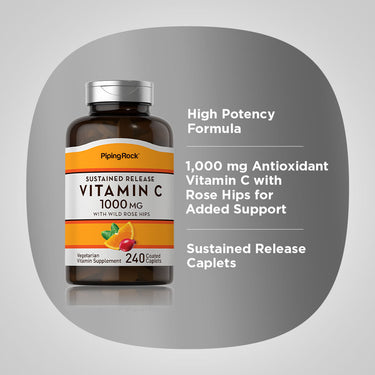 Vitamin C 1000 mg with Rosehips Timed Release, 240 Coated Caplets