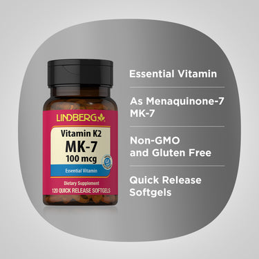 Vitamin K2 MK-7, 100 mcg, 120 Quick Release Softgels