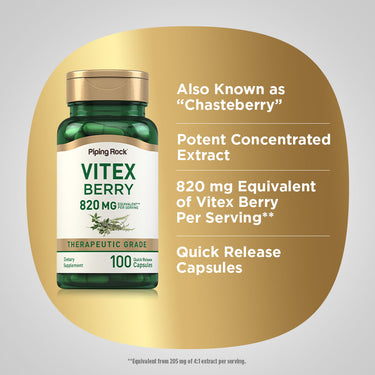 Vitex (Chasteberry Fruit), 820 mg (per serving), 100 Quick Release Capsules
